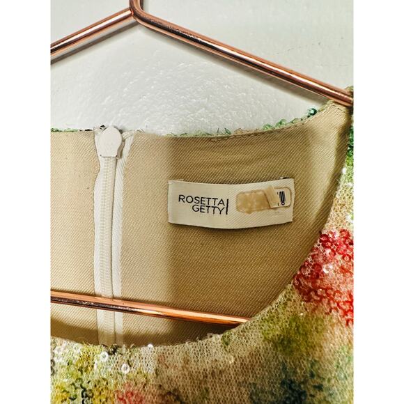 ROSETTA GETTY Multicolored Floral Crepe De Chine Sequin Long Sleeve Gown Size 0 - Picture 13 of 16